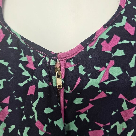 Jessica Simpson Blue Purple Sleeveless Dress Abstract Sporty Ruffle Zip 6 - Picture 3 of 14